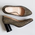 Pantofi dama din piele naturala imprimata neagra