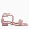 Sandale cu talpa joasa din piele naturala roz Napoli
