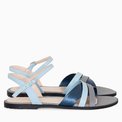 Sandale dama din piele naturala gri cu bleu Lotus