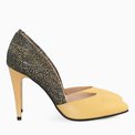 Stiletto decupat din piele naturala galbena Mirabel