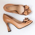 Stiletto din piele naturala cappuccino Stella